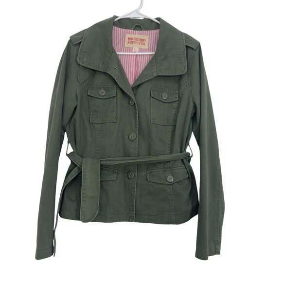 Mossimo Supply Co. Y2k Womens Green Button Up Utility Jacket SZ L Multi Pockets - Picture 8 of 13